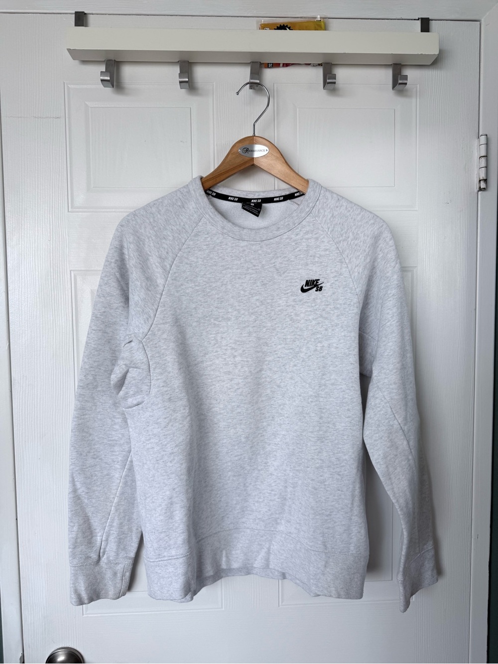 Nike Light Gray Men’s Crewneck Sweatshirt with Black Logo
